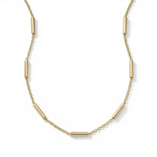 16" + 2" 18 Karat Gold PVD Stainless Steel Satellite Bar Necklace