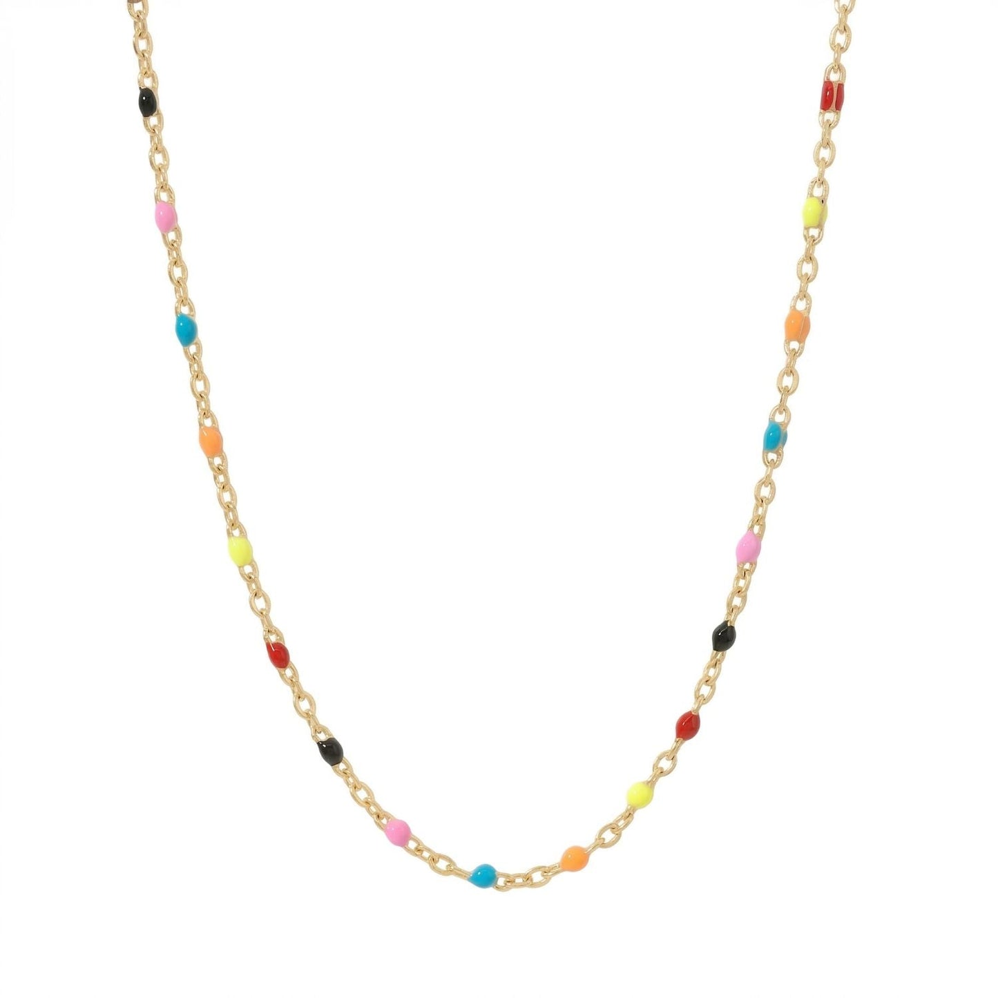 16" + 2" 18 Karat Gold PVD Stainless Steel Multicolor Confetti Satellite Necklace