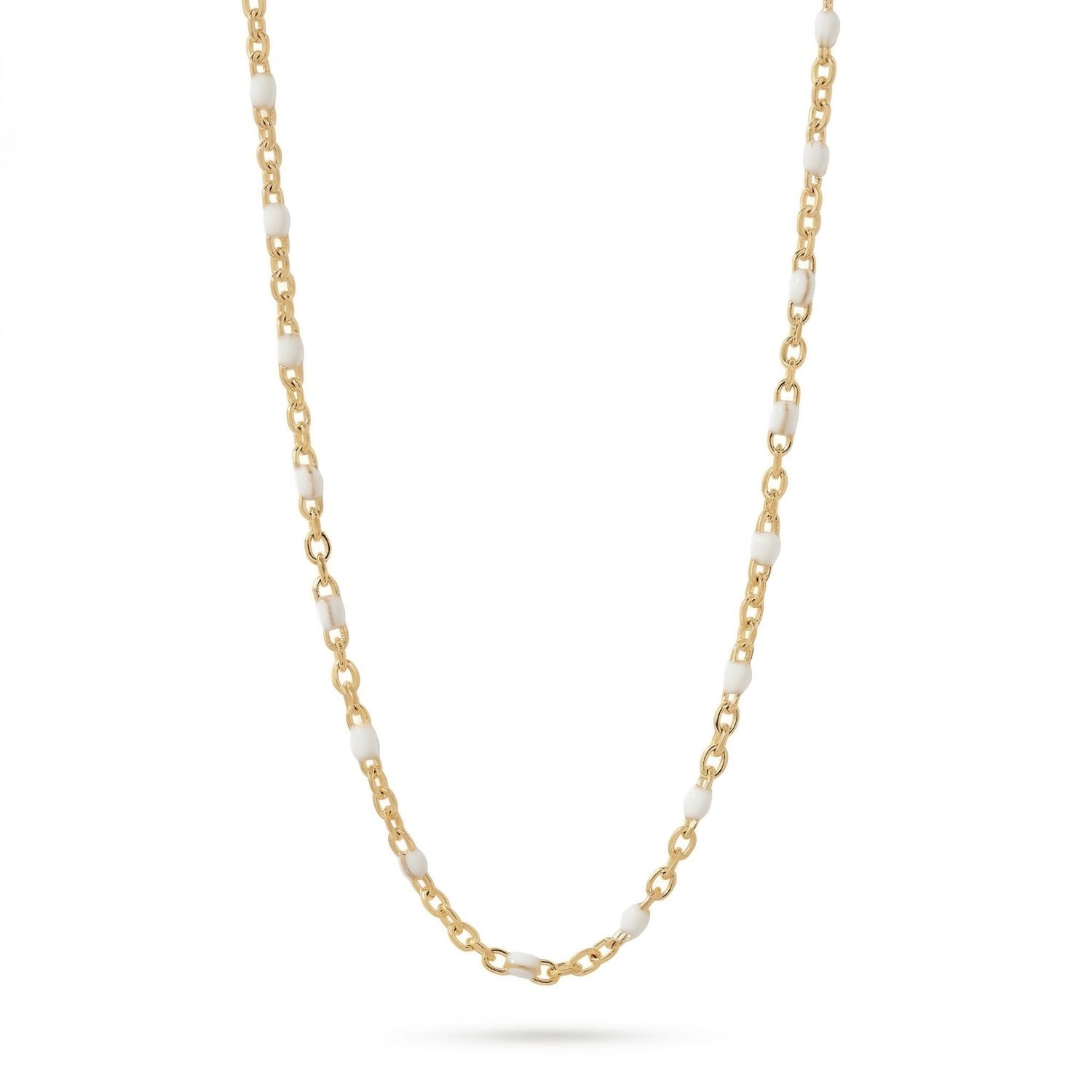 16" + 2" 18 Karat Gold PVD Stainless Steel White Confetti Satellite Necklace