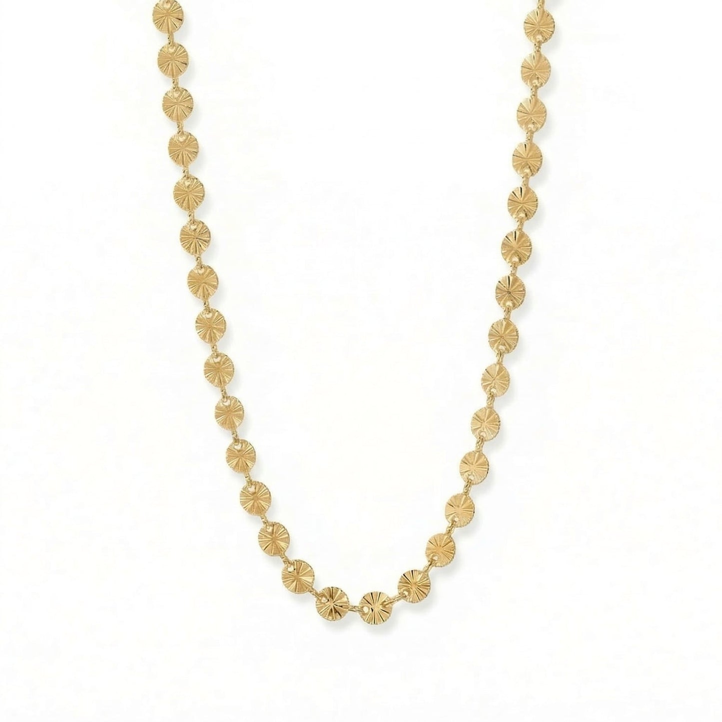 18 Karat Gold PVD Stainless Steel Sunburst Necklace