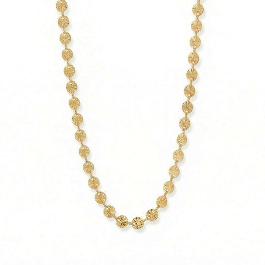 18 Karat Gold PVD Stainless Steel Sunburst Necklace