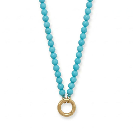 18" 18 Karat Gold PVD Stainless Steel Turquoise Inverted Hinge Necklace