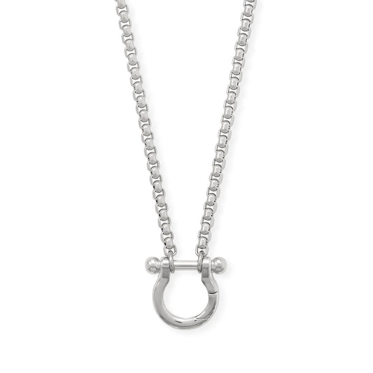 18" + 2" Stainless Steel Horseshoe Carabiner Necklace