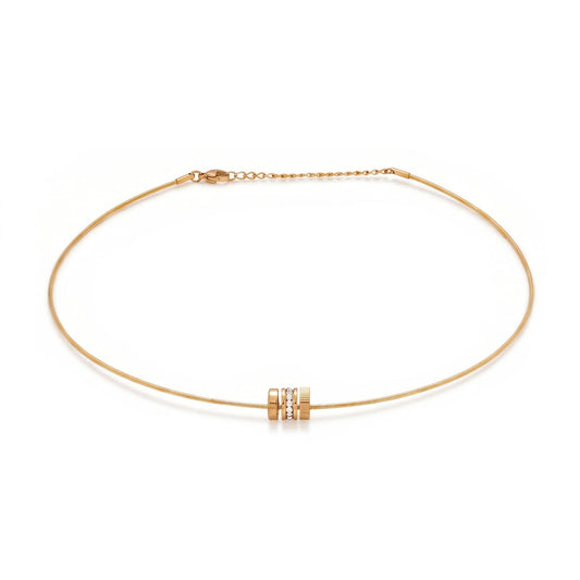 16" + 2" 18 Karat Gold PVD Stainless Steel CZ Wheel Collar Necklace