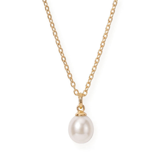 16" 18 Karat Gold PVD Stainless Steel Cultured Freshwater Pearl Drop Necklace