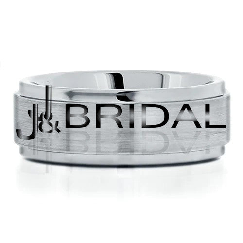 WILD GIRAFFE Cobalt Chrome Wedding Band with Matte Finish Center and Polished Step-Down Edges