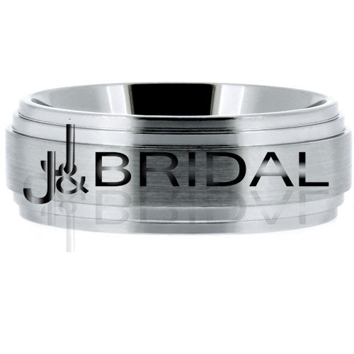 WILD GIRAFFE Cobalt Wedding Band with Matte Finish Center and Double Step-Down Design