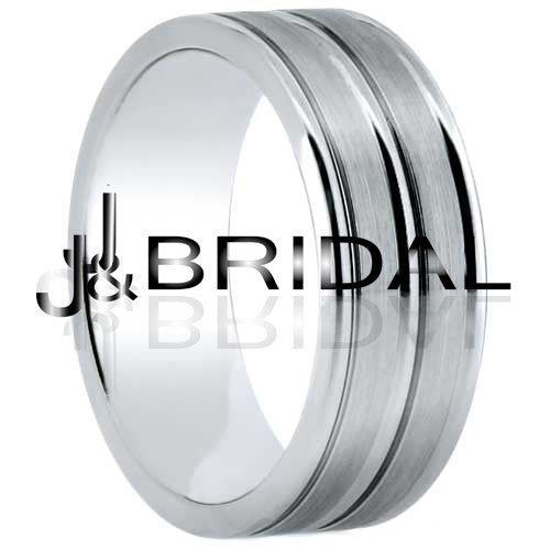 WILD GIRAFFE Cobalt Wedding Band with Grooved Double Matte Finish
