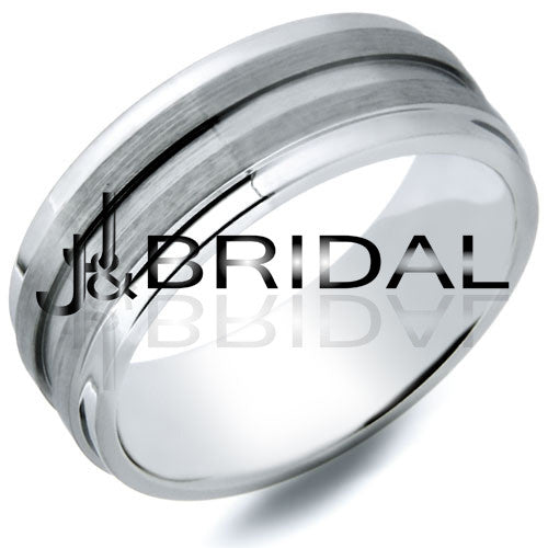 WILD GIRAFFE Cobalt Wedding Band with Raised Double Matte Finish and Center Groove