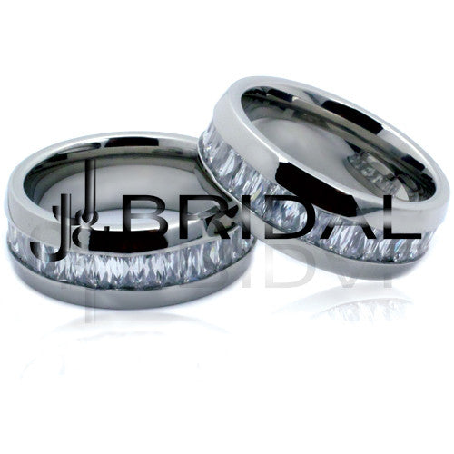 WILD GIRAFFE Titanium Eternity Band Ring with Cubic Zirconia Stones