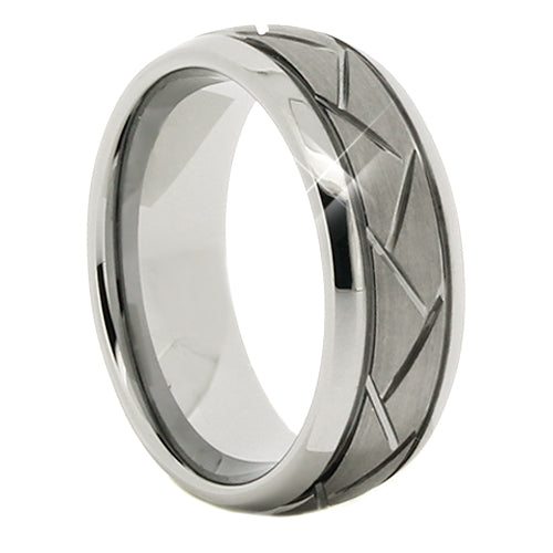 Polished Tungsten Carbide Wedding Band - Model WRTG9456