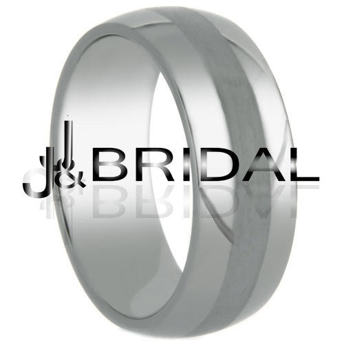 WILD GIRAFFE Men's Titanium Wedding Band with Brushed Finish Center Stripe