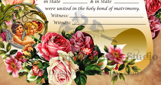 11x14 Victorian Style Wedding Certificate - Glossy Printed Photograph
