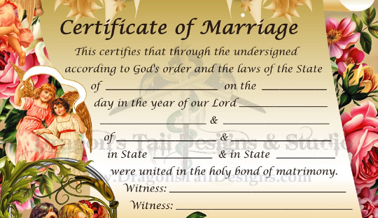 11x14 Victorian Style Wedding Certificate - Glossy Printed Photograph