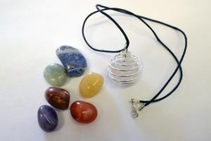7 Chakra Healing Crystal Stones Kit with Necklace - Set #4