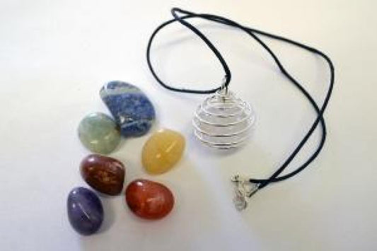 7 Chakra Healing Crystal Stones Kit with Necklace - Set #4